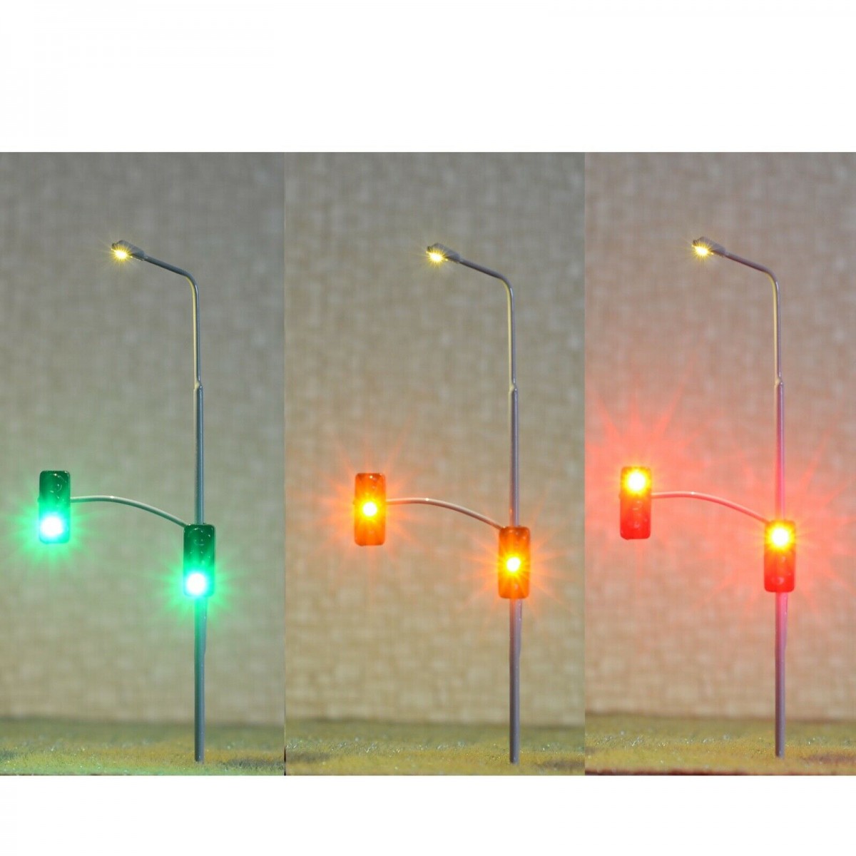 2 x HO / OO scale model railroad traffic signal combined street light #cor2TB